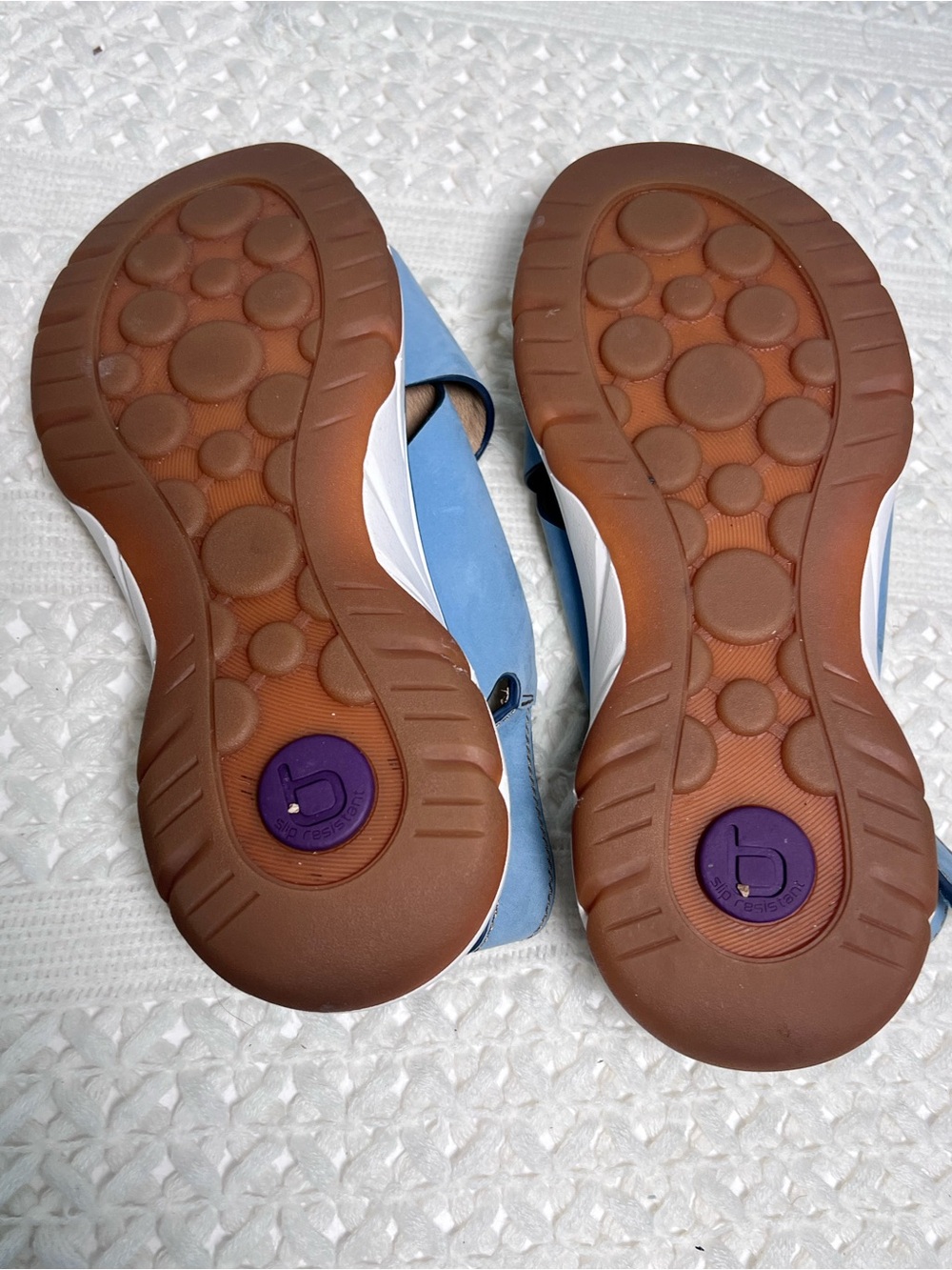 Bionica  Blue Leather Comfort Sandals Adjustable Platform Walking Shoes 9.5W - Picture 5 of 10